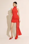 Bardot Isadora Mini Tie Front Dress In Famous Red
