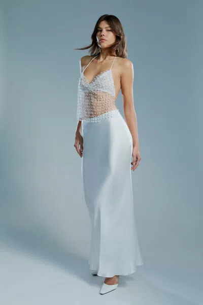 Bardot Isadore Satin Maxi Skirt In Blue