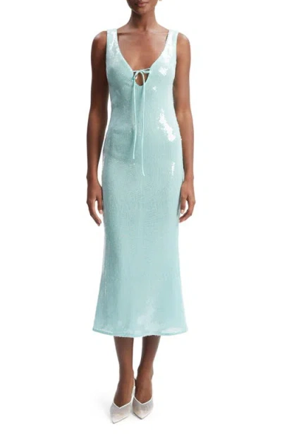 Bardot Isha Sequin Keyhole Cocktail Midi Dress In Aqua