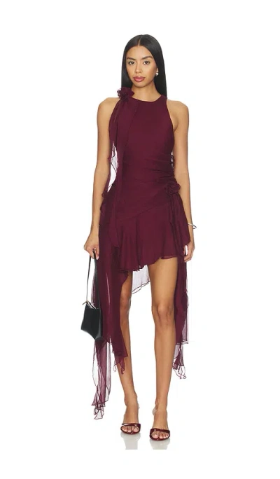 Bardot Ivana High Low Mini Dress In Burgundy
