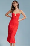 Bardot Ivanna Lace Cutout Midi Dress In Fire Red