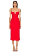 Bardot Ivanna Lace Cutout Midi Dress In 火红色