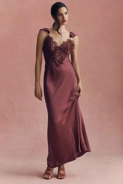 Bardot Ivy Lace Column Maxi Dress In Brown