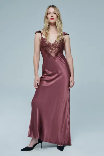 Bardot Ivy Lace Detail Maxi Dress In Pink