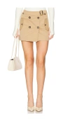 Bardot Button-fastening Belted Mini Skirt In 카멜
