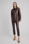 Bardot Jaedon Vegan Leather Shirt In Dark Choco