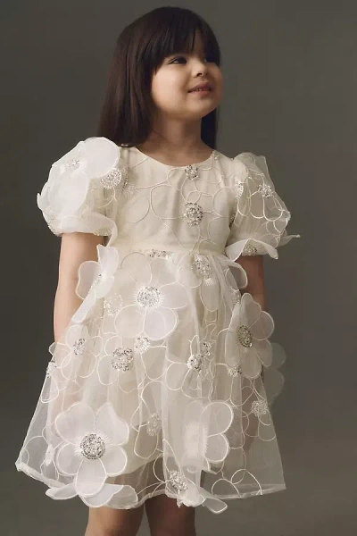 Bardot Jamie Flower Heart Mini Flower Girl Dress In White