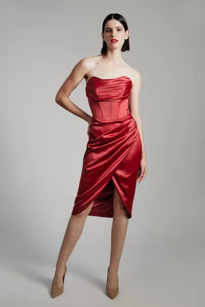 Bardot Jamila Corset Dress In Burgundy