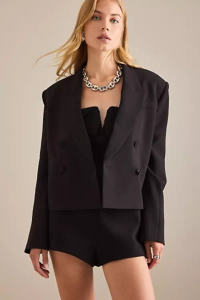 Bardot Jezel Double-breasted Crop Blazer In Black