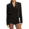 Bardot Jezel Double Breasted Crop Blazer In Black