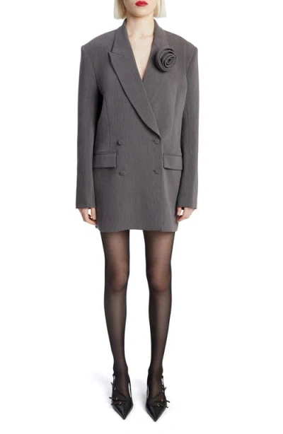 Bardot Joelle Long Sleeve Tuxedo Minidress In Grey