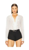 Bardot Jolanda Ruffle Front Button-up Shirt In White