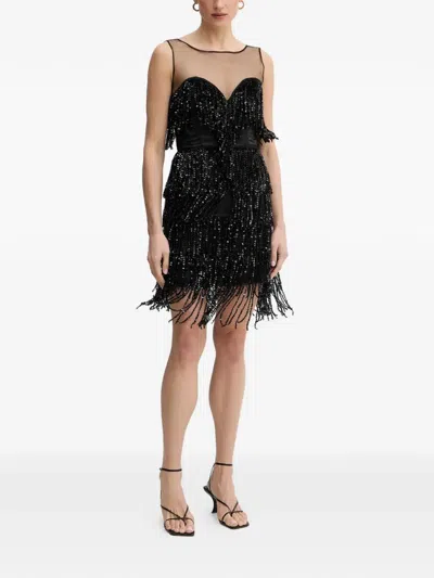 Bardot Jordana Beaded Fringed Dress In Black