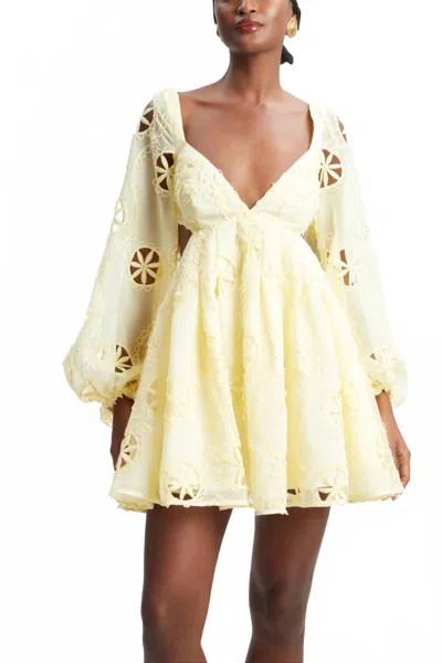 Bardot Jovie Babydoll Mini Dress In Yellow