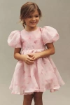 Bardot Juliet Puff-sleeve Organza Flower Girl Dress In Pink