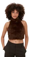 Bardot Julietta Faux Fur Top Chocolate In Brown