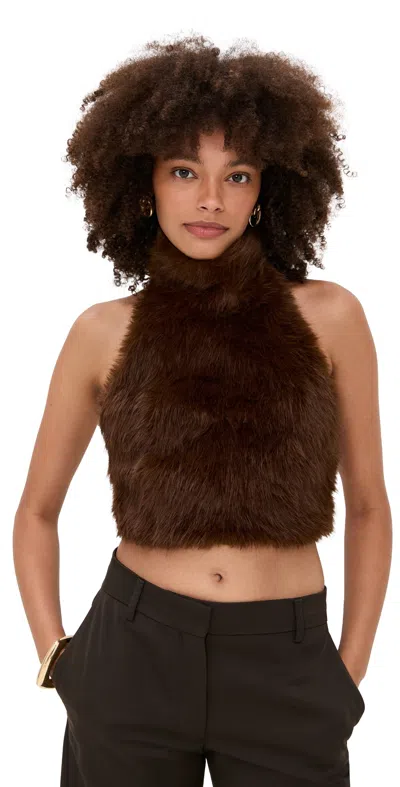 Bardot Julietta Faux Fur Top Chocolate In Brown
