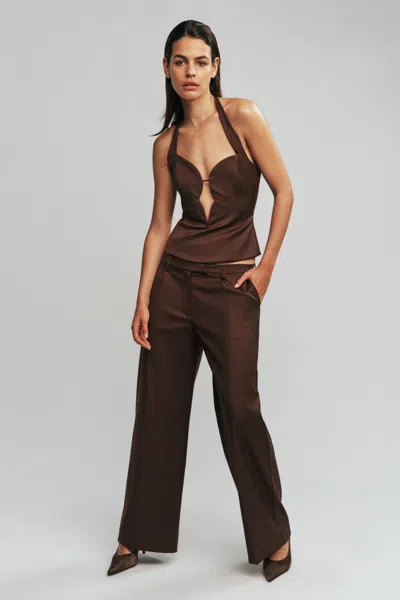 Bardot Julius Low Rise Pant In Dark Choco