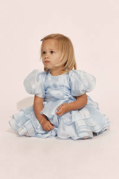 Bardot Junior Kids' Anabella Organza Mini Dress In Dusty Blue