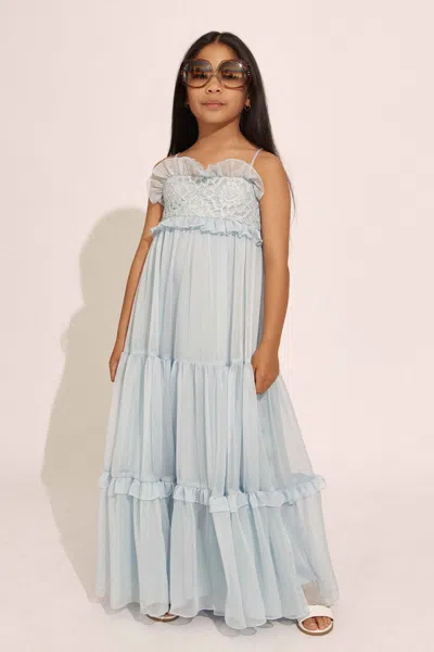 Bardot Junior Kids' Anna Crinkle Chiffon Dress In Soft Blue