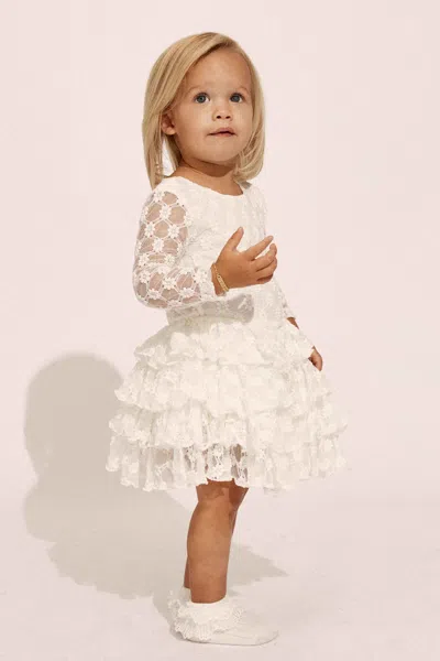 Bardot Junior Kids' Baby Andi Long Sleeve Mini Dress In Orchid Wht