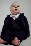 Bardot Junior Baby Boy Charles Pin Stripe Blazer In Navy Pinst