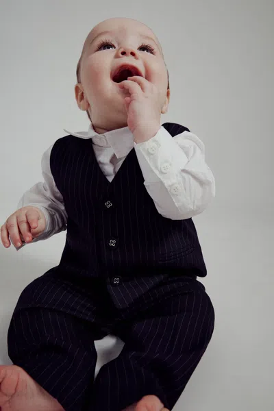 Bardot Junior Baby Boy Charles Pin Stripe Vest In Navy Pinst