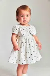 Bardot Junior Baby Girl Alice Bow Dress In White Spot