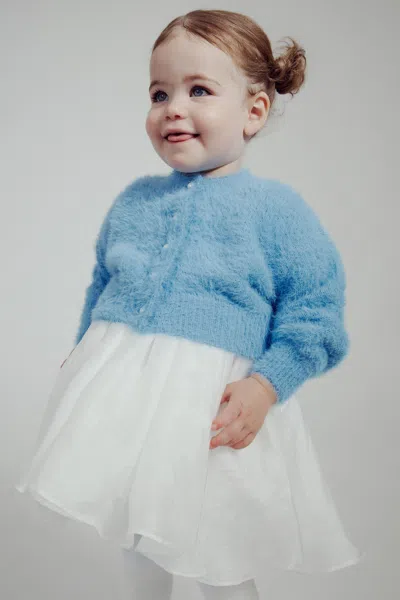 Bardot Junior Baby Girl Bell Sleeve Cardi In Dusty Blue
