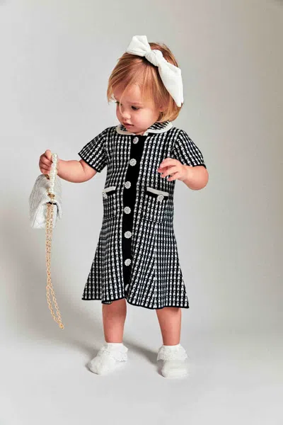 Bardot Junior Baby Girl Gingham Knit Dress In Black/wht