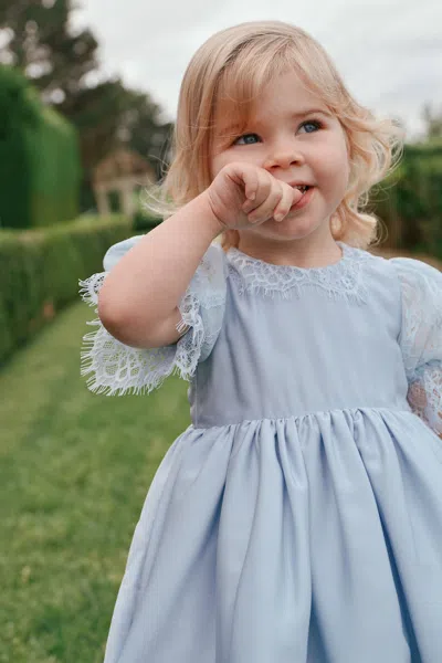 Bardot Junior Baby Girl Greta Satin Lace Dress In Blue