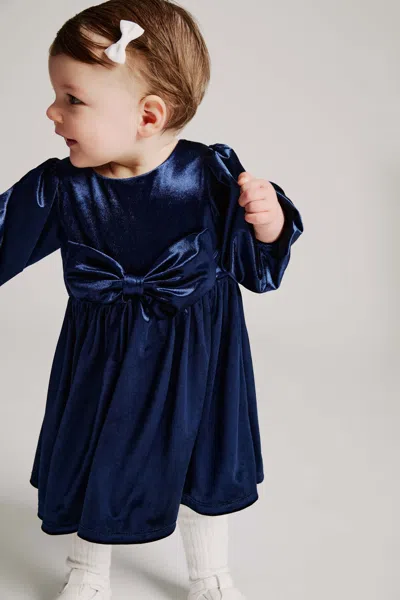 Bardot Junior Baby Girl Lindsey Velour Mini Dress In Blue