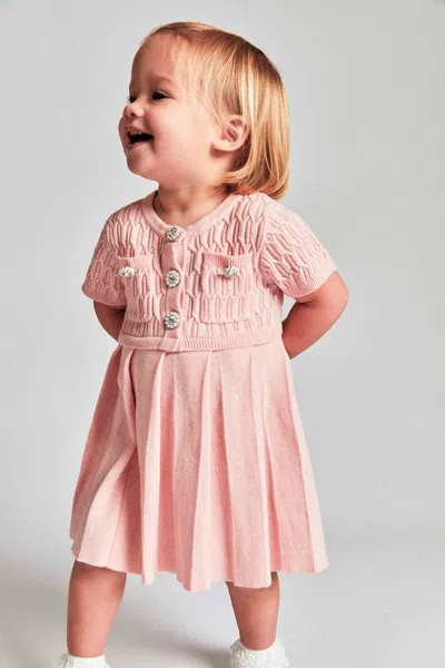 Bardot Junior Baby Girl Pleat Knit Mini Dress In Dusty Pink