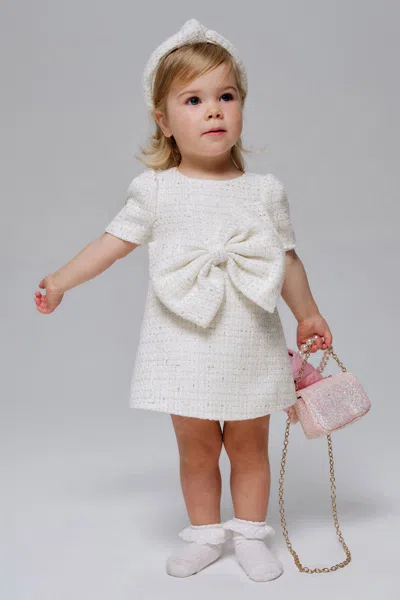 Bardot Junior Kids' Baby Lucille Boucle Mini Dress In White