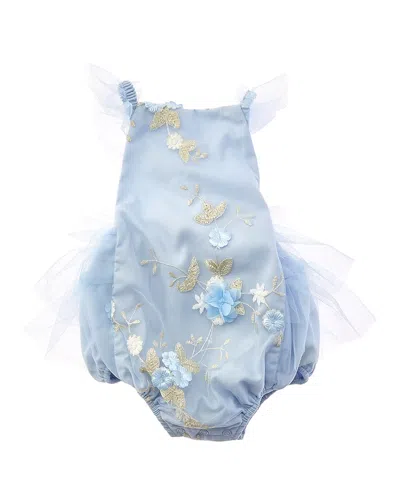 Bardot Junior Kids'  Bronte Floral Tulle Bodysuit In Blue
