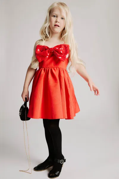 Bardot Junior Kids' Chloe Mini Bow Dress In Red
