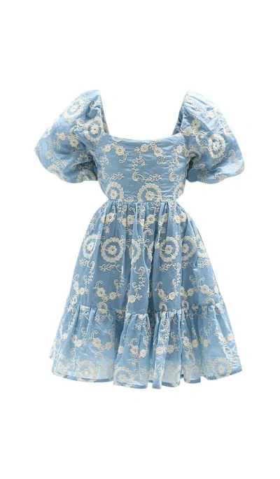 Bardot Junior Kids' Ellory Broderie Mini Dress In Baby Blu