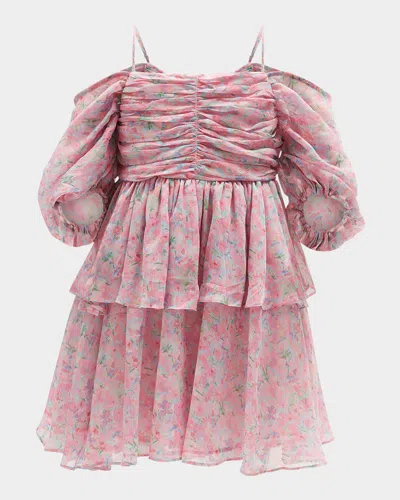 Bardot Junior Kids' Girl's Anya Tiered Floral-print Mini Dress In Pnik Floral
