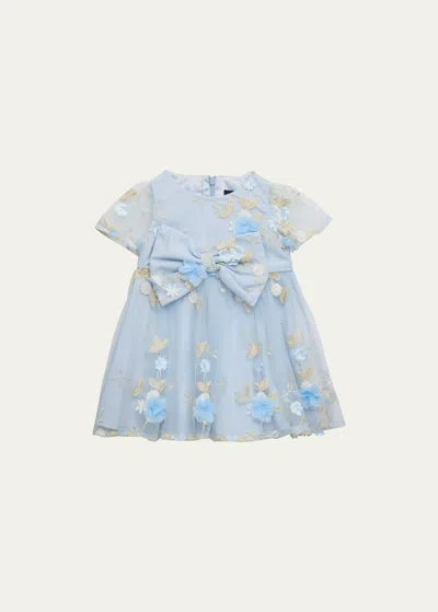 Bardot Junior Kids' Girl's Bronte Floral Overlay Mini Dress In Blue