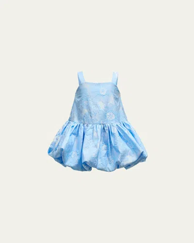 Bardot Junior Kids' Girl's Elianna Puff Trim Floral Textured Dress In Blue