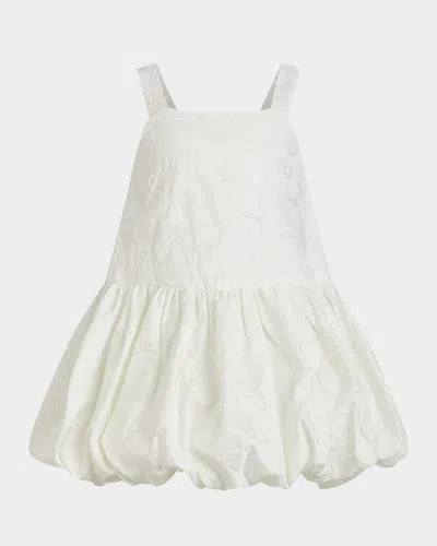 Bardot Junior Kids' Girl's Elianna Puff Trim Floral Textured Dress In White