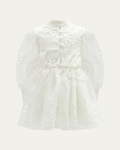 Bardot Junior Kids' Girl's Fira Floral Broderie Dress In Orchid Wht