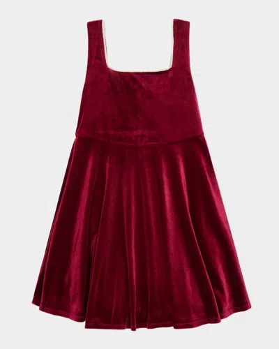 Bardot Junior Kids' Girl's Gracie Velour Mini Dress In Red
