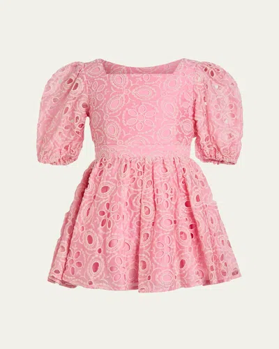 Bardot Junior Kids' Girl's Margo Embroidered Mini Dress In Bliss Pink
