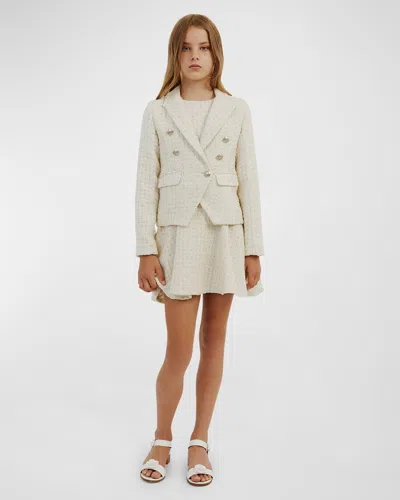 Bardot Junior Kids' Girl's Roma Boucle Double Breasted Blazer In Ivory Bcle