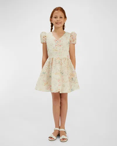 Bardot Junior Kids' Girl's Sirena Embroidered Mini Dress In Yellow Flr