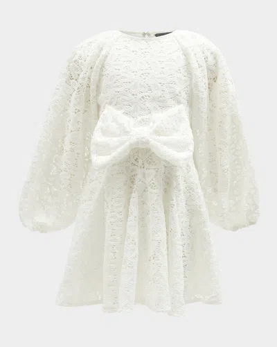 Bardot Junior Kids' Girl's Sonny Bow-front Lace Dress In Orchid Wht