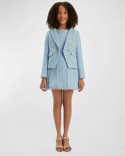 Bardot Junior Kids' Girl's Sutton Boucle Blazer In Icing Blue