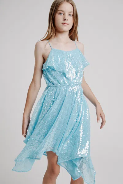 Bardot Junior Kids' Girls Addy Sequin Hanky Dress In Blue Seq