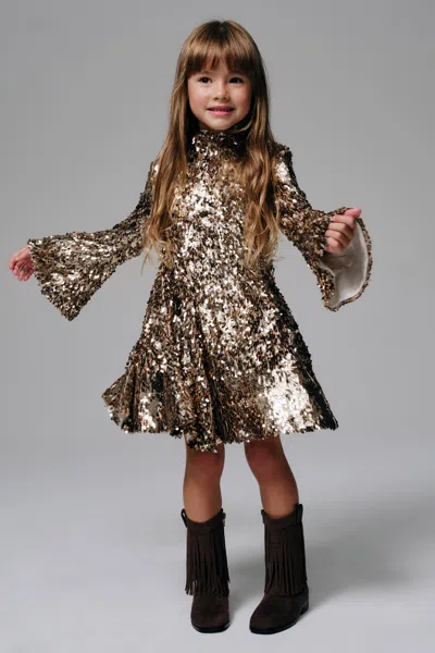 Bardot Junior Kids' Girls Anais Sequin Dress In Brown